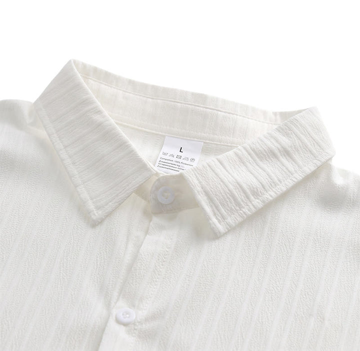 Camicia casual da uomo in jacquard a righe di cotone e lino - image 20