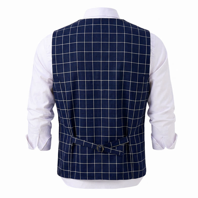 Gilet da uomo classico a griglia per abiti formali e casual da lavoro. - image 8