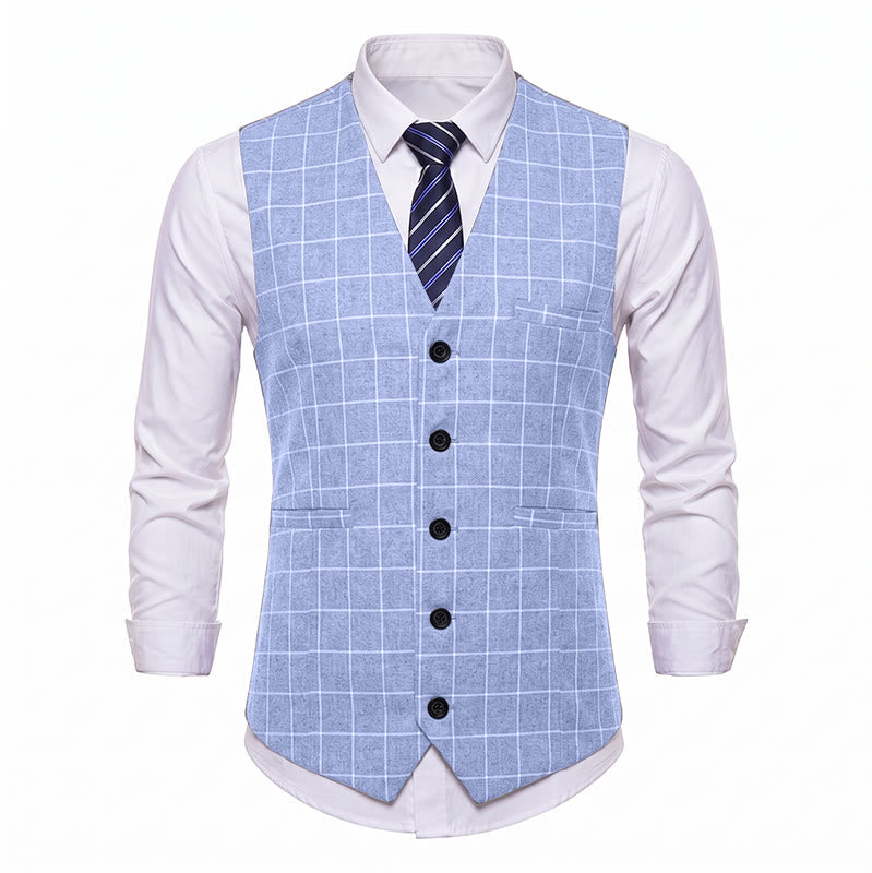 Gilet da uomo classico a griglia per abiti formali e casual da lavoro. - image 10
