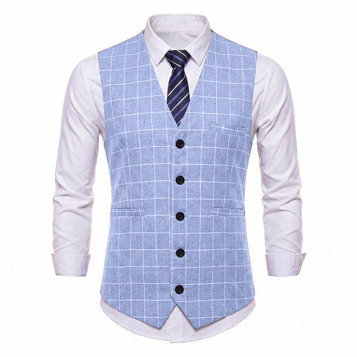 Gilet da uomo classico a griglia per abiti formali e casual da lavoro. - image 10