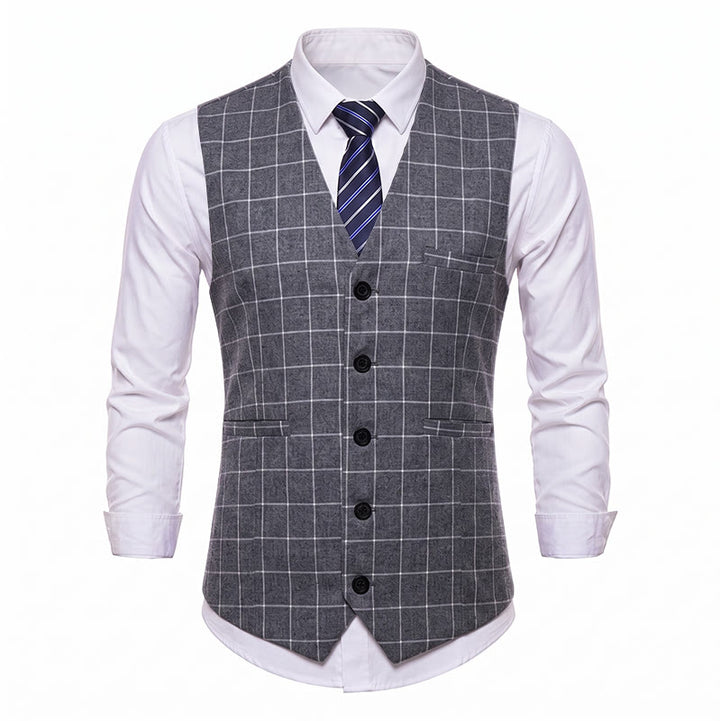 Gilet da uomo classico a griglia per abiti formali e casual da lavoro. - image 9
