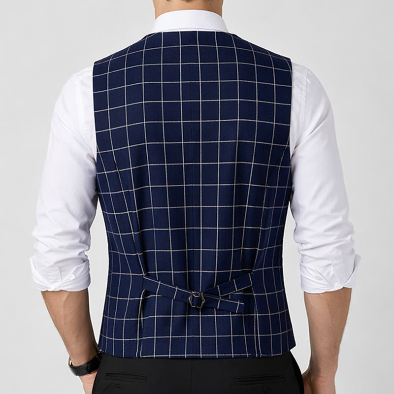 Gilet da uomo classico a griglia per abiti formali e casual da lavoro. - image 3