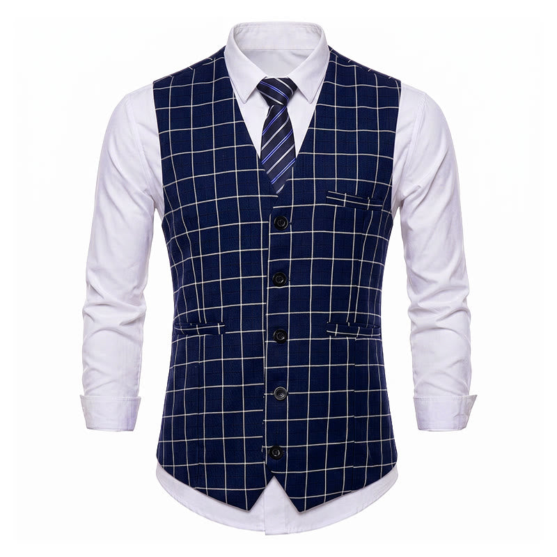 Gilet da uomo classico a griglia per abiti formali e casual da lavoro. - image 7