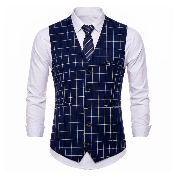 Gilet da uomo classico a griglia per abiti formali e casual da lavoro. - image 7