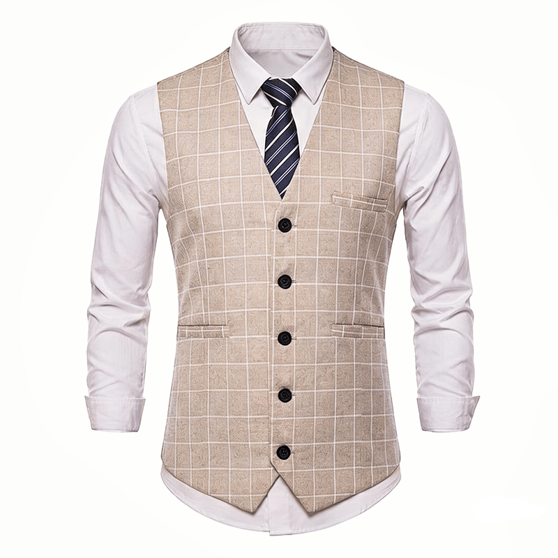 Gilet da uomo classico a griglia per abiti formali e casual da lavoro. - image 11
