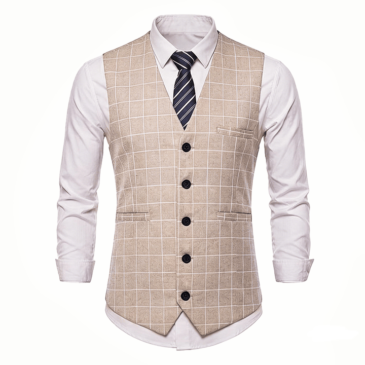 Gilet da uomo classico a griglia per abiti formali e casual da lavoro. - image 11