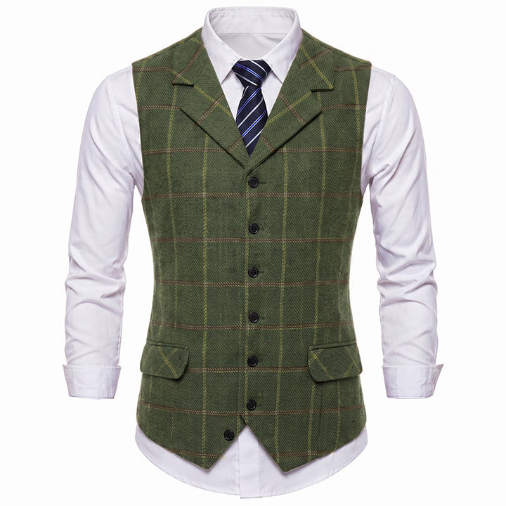 Gilet da uomo a quadri con revers a tacca, ideale per feste e occasioni informali. - image 16