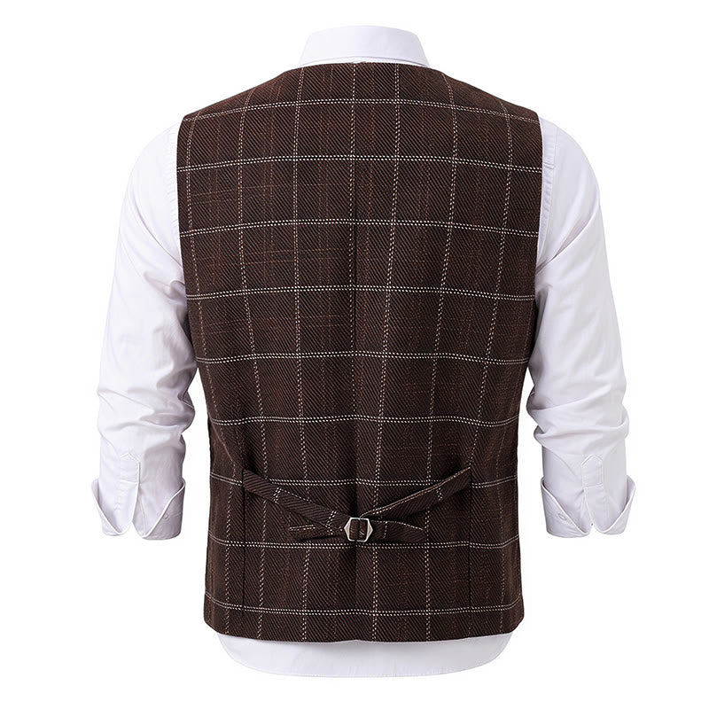 Gilet da uomo a quadri con revers a tacca, ideale per feste e occasioni informali. - image 14