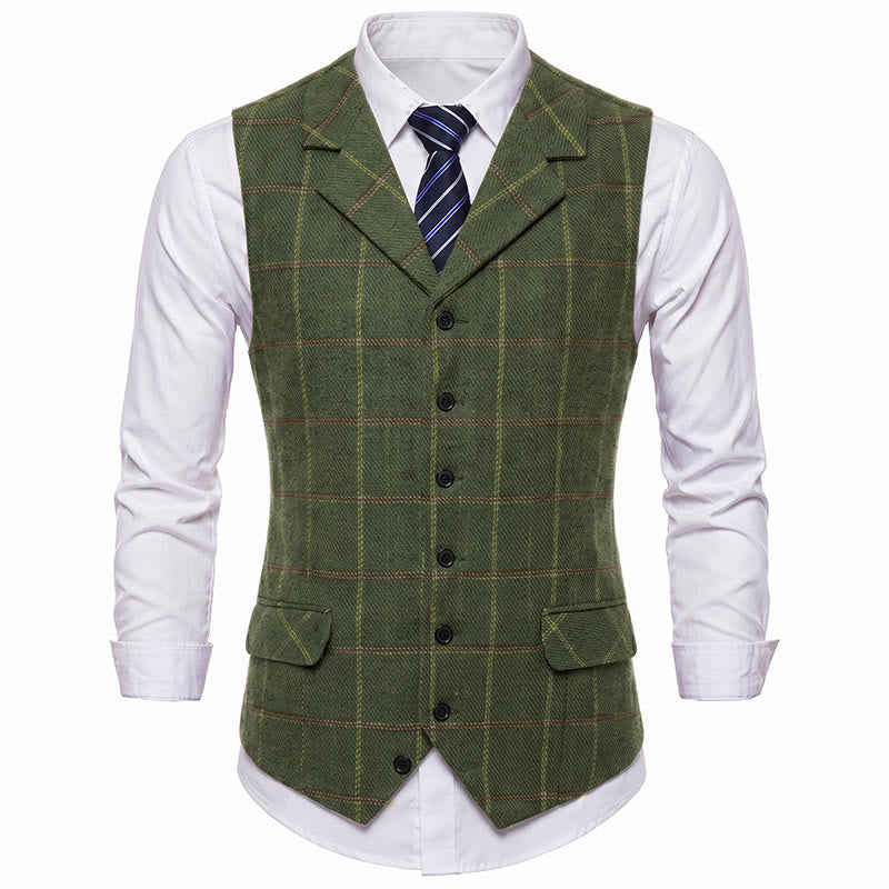 Gilet da uomo a quadri con revers a tacca, ideale per feste e occasioni informali. - image 16