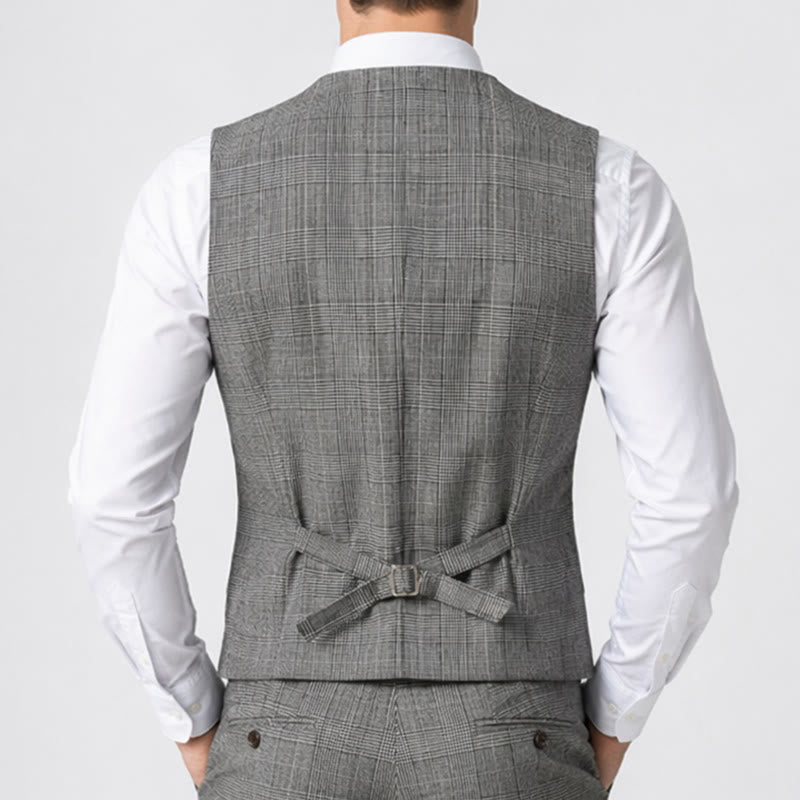 Gilet da completo da uomo in velluto a coste a doppio petto a quadri - image 3