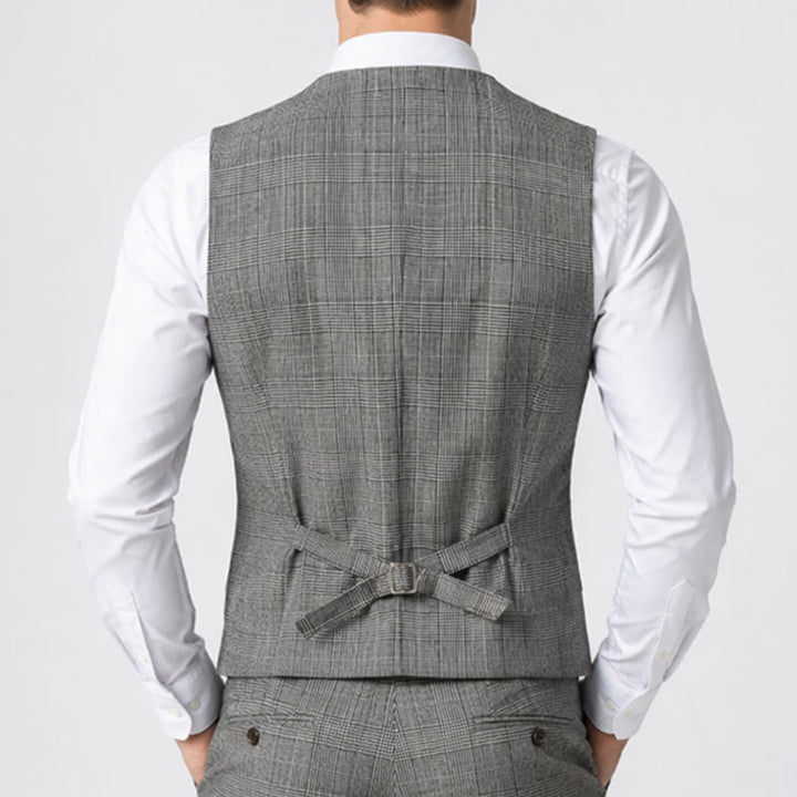 Gilet da completo da uomo in velluto a coste a doppio petto a quadri - image 3