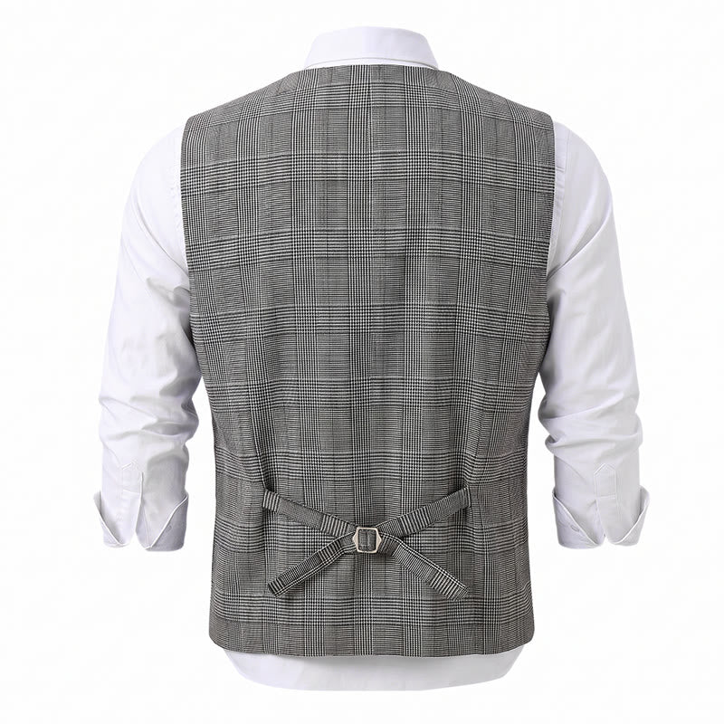 Gilet da completo da uomo in velluto a coste a doppio petto a quadri - image 7
