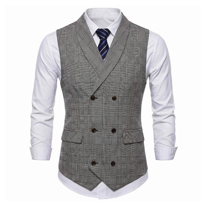 Gilet da completo da uomo in velluto a coste a doppio petto a quadri - image 6