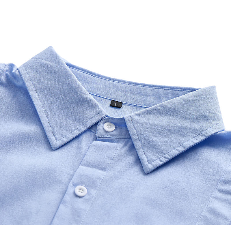 Camicia da uomo minimalista in cotone traspirante, tinta unita, ideale per l'estate. - image 10