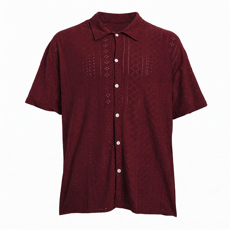 Camicia da uomo sportiva casual in cotone jacquard - image 18