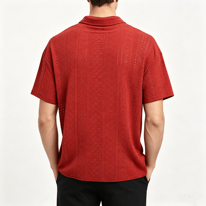 Camicia da uomo sportiva casual in cotone jacquard - image 3