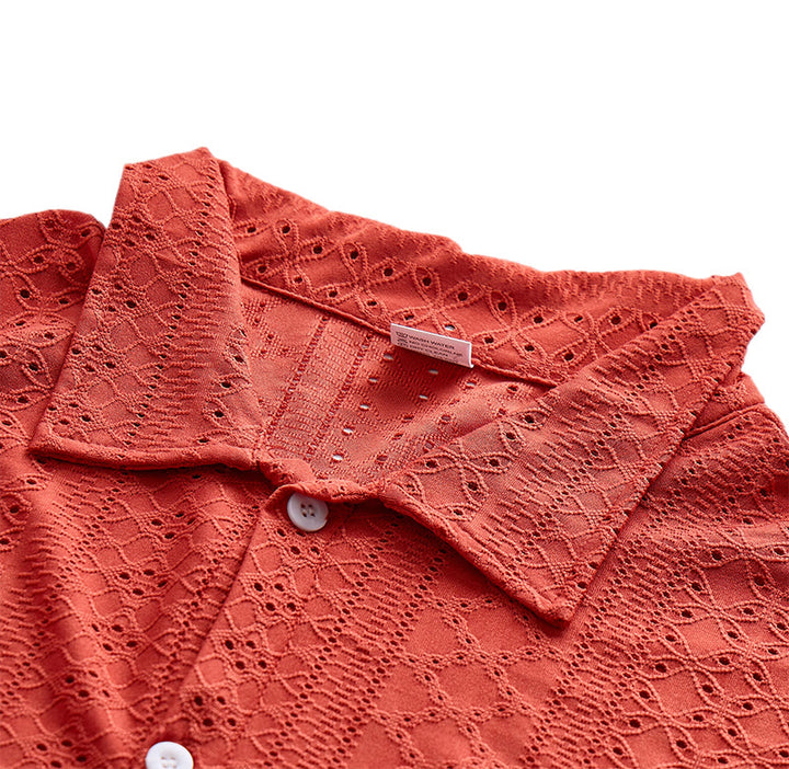 Camicia da uomo sportiva casual in cotone jacquard - image 8