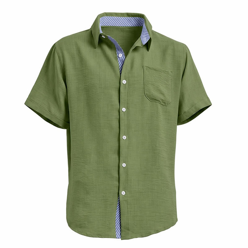 Camicie casual estive da uomo con taschino interno a righe a contrasto - image 18