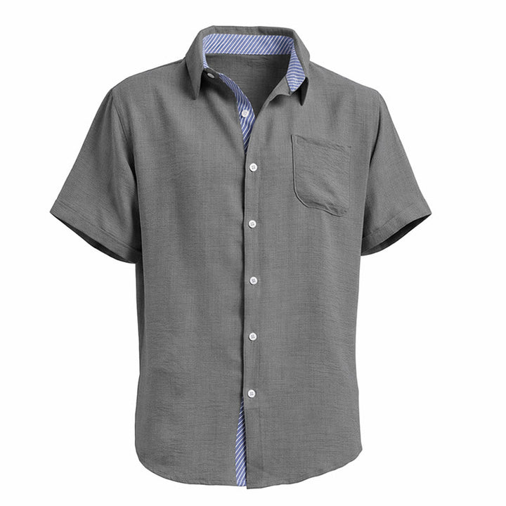 Camicie casual estive da uomo con taschino interno a righe a contrasto - image 20