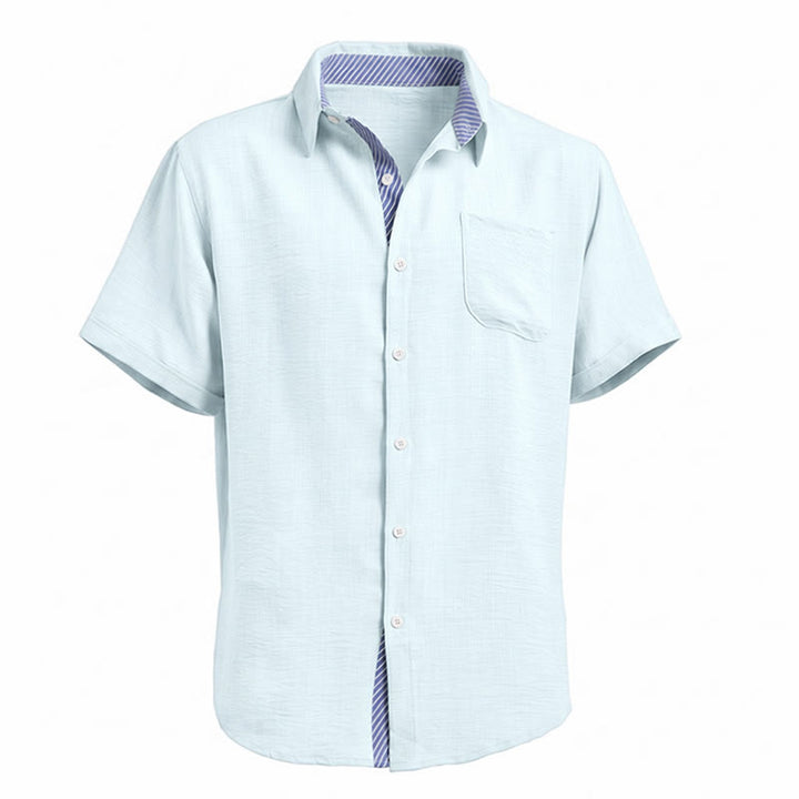 Camicie casual estive da uomo con taschino interno a righe a contrasto - image 19