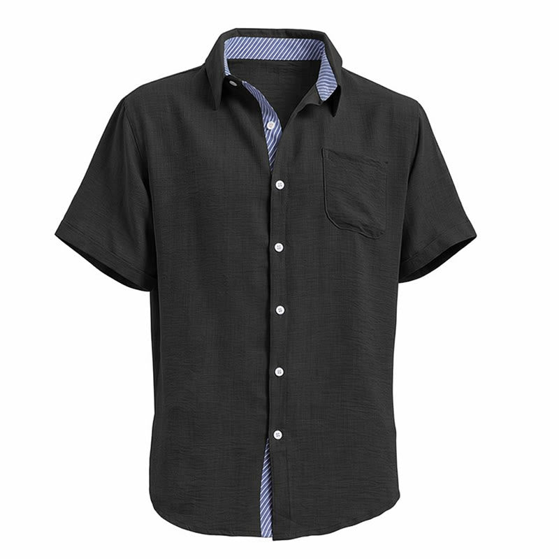 Camicie casual estive da uomo con taschino interno a righe a contrasto - image 17