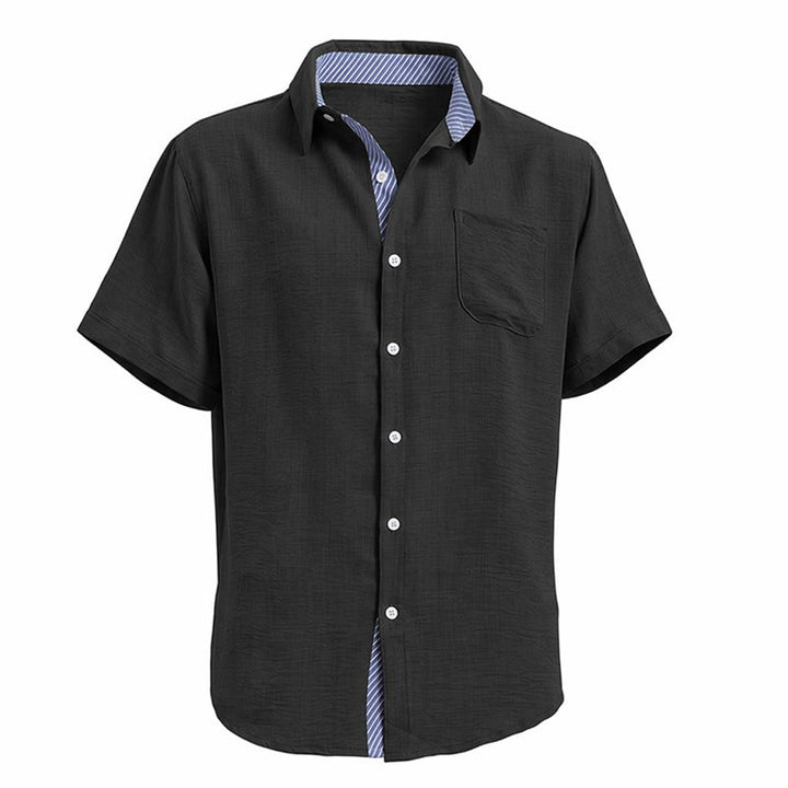 Camicie casual estive da uomo con taschino interno a righe a contrasto - image 17
