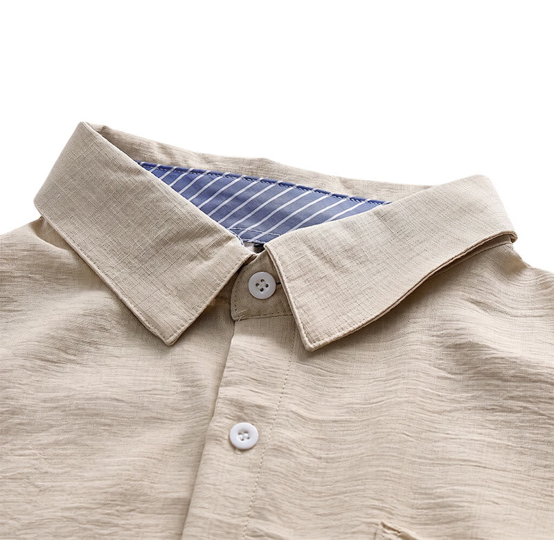 Camicie casual estive da uomo con taschino interno a righe a contrasto - image 9