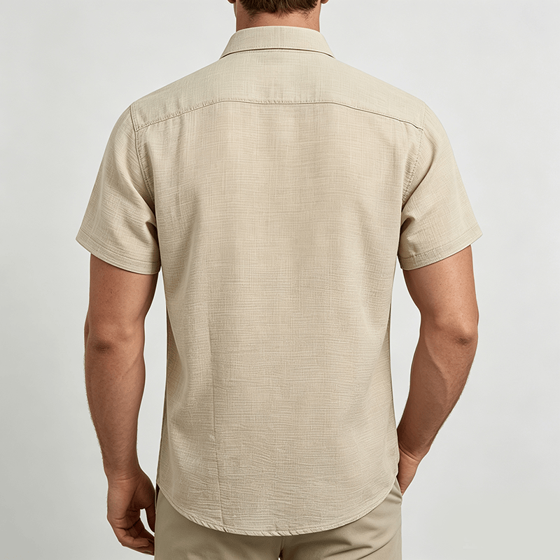 Camicie casual estive da uomo con taschino interno a righe a contrasto - image 3