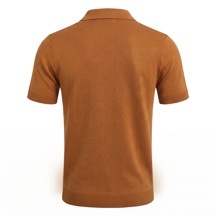 Polo da uomo vintage estiva a righe jacquard in maglia - image 11
