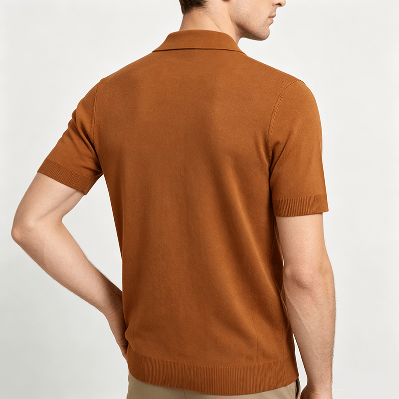 Polo da uomo vintage estiva a righe jacquard in maglia - image 3