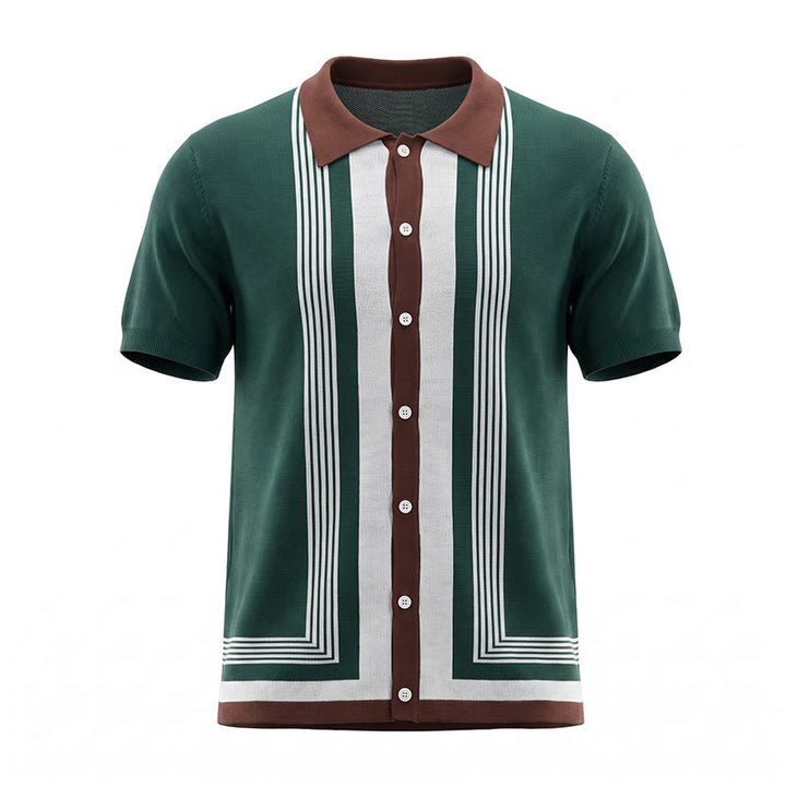 Camicia da uomo estiva a righe con blocchi di colore - image 11