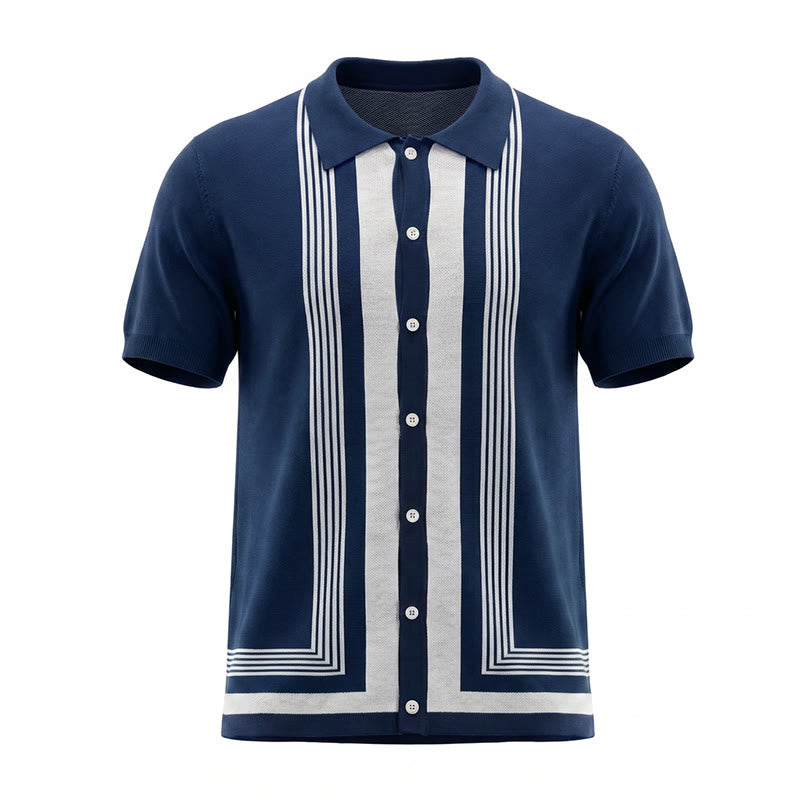 Camicia da uomo estiva a righe con blocchi di colore - image 14
