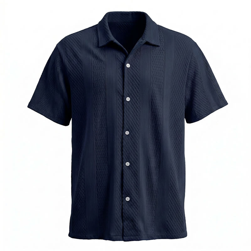 Camicia da uomo a maglia tinta unita, traforata, fresca al tatto, ideale per tutti i giorni. - image 16