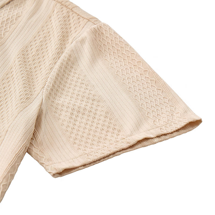 Camicia da uomo a maglia tinta unita, traforata, fresca al tatto, ideale per tutti i giorni. - image 12