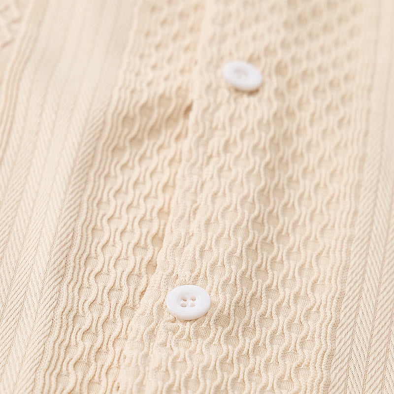 Camicia da uomo a maglia tinta unita, traforata, fresca al tatto, ideale per tutti i giorni. - image 9