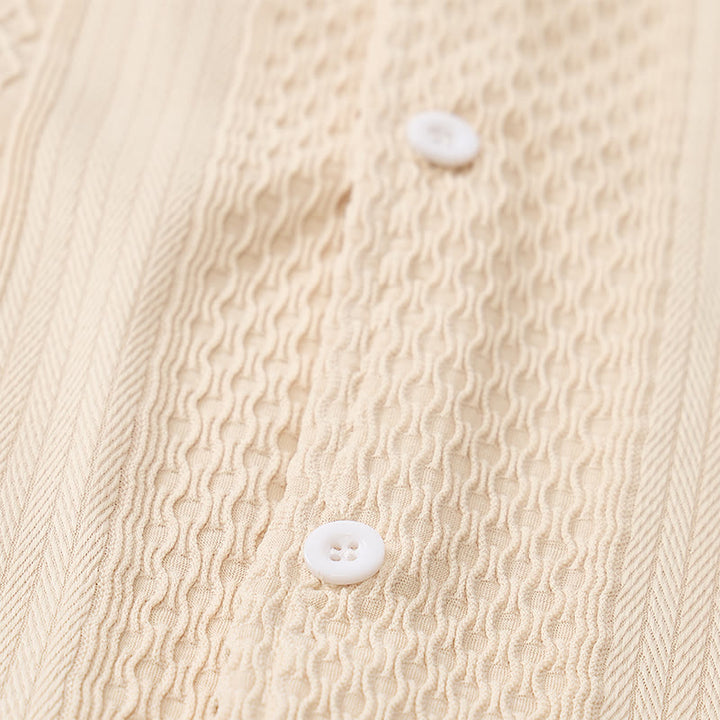 Camicia da uomo a maglia tinta unita, traforata, fresca al tatto, ideale per tutti i giorni. - image 9