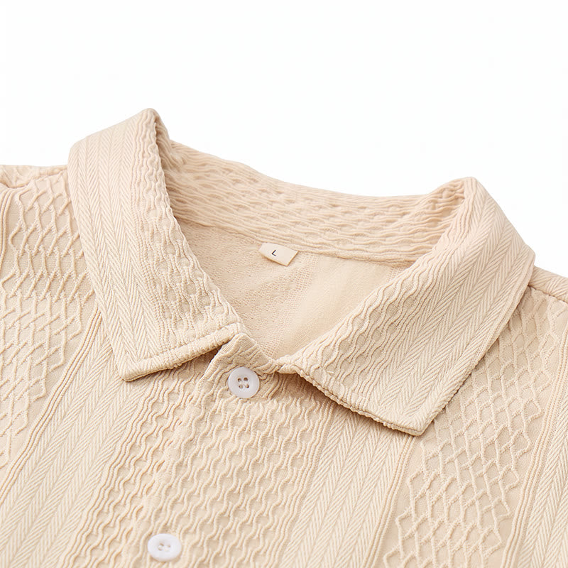 Camicia da uomo a maglia tinta unita, traforata, fresca al tatto, ideale per tutti i giorni. - image 8