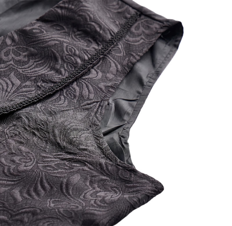 Gilet da smoking doppiopetto da uomo in jacquard nero - image 7