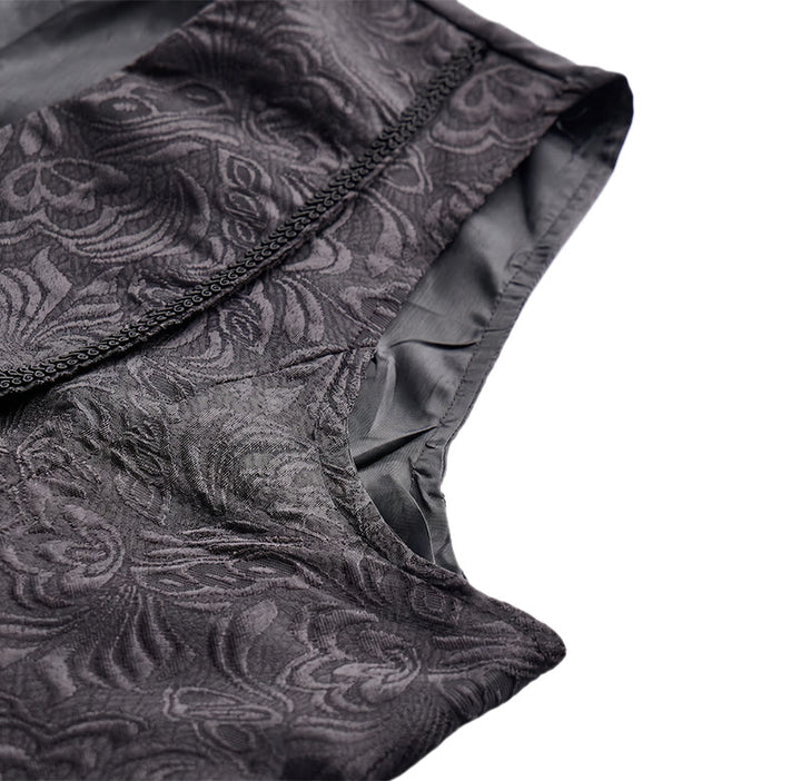Gilet da smoking doppiopetto da uomo in jacquard nero - image 7
