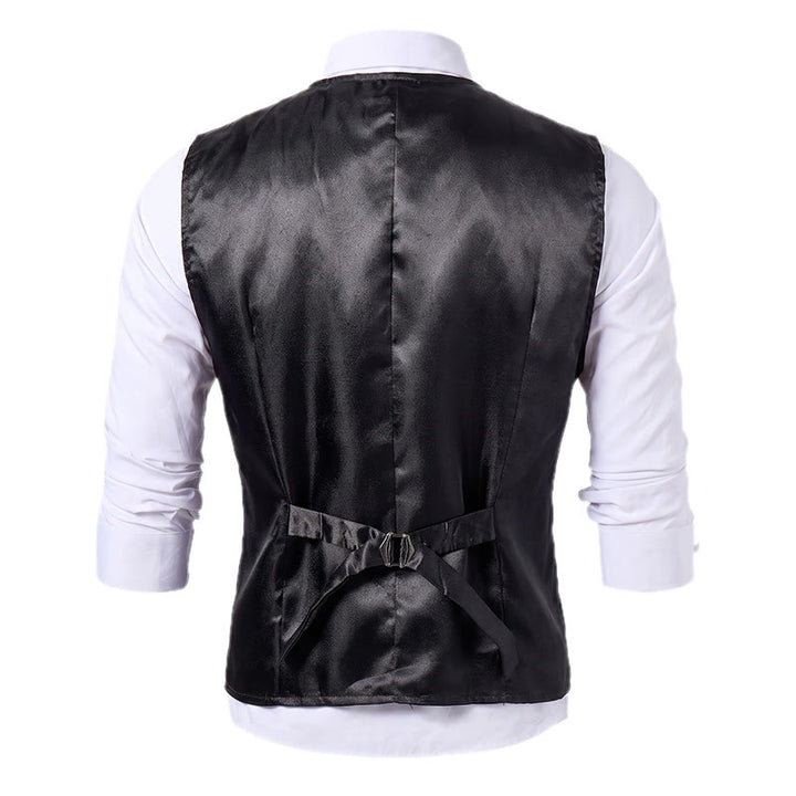 Gilet da smoking doppiopetto da uomo in jacquard nero - image 11