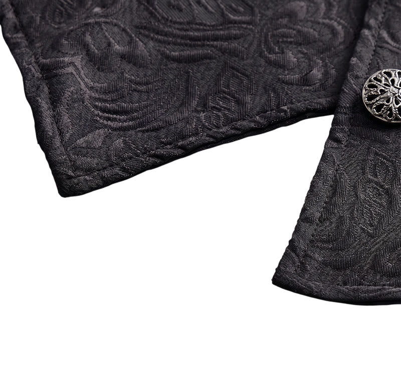 Gilet da smoking doppiopetto da uomo in jacquard nero - image 8