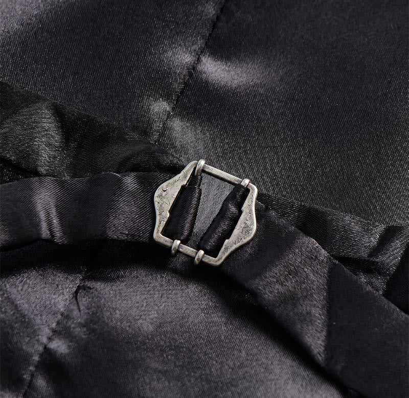 Gilet da smoking doppiopetto da uomo in jacquard nero - image 9