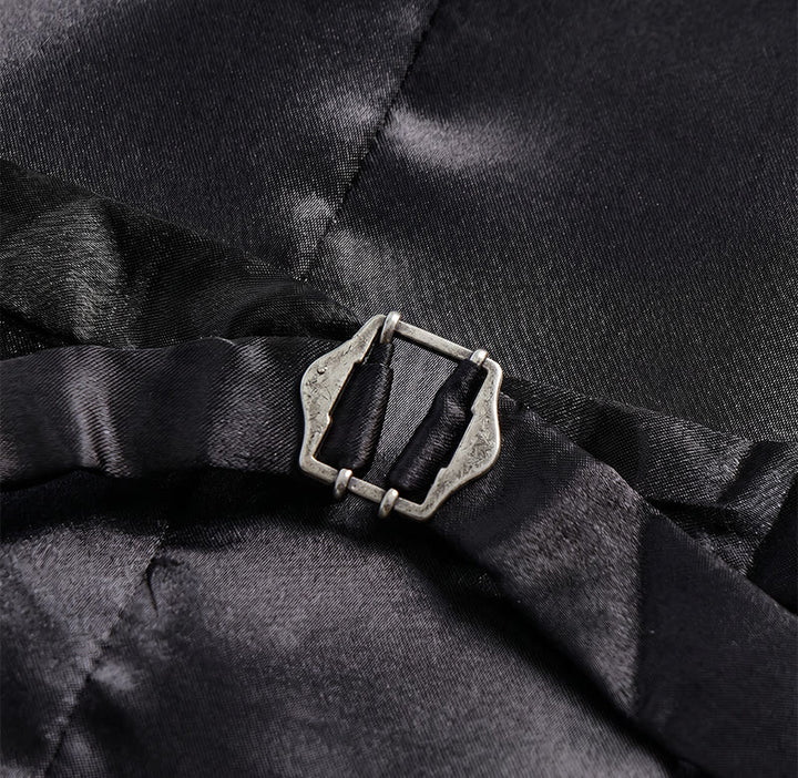 Gilet da smoking doppiopetto da uomo in jacquard nero - image 9