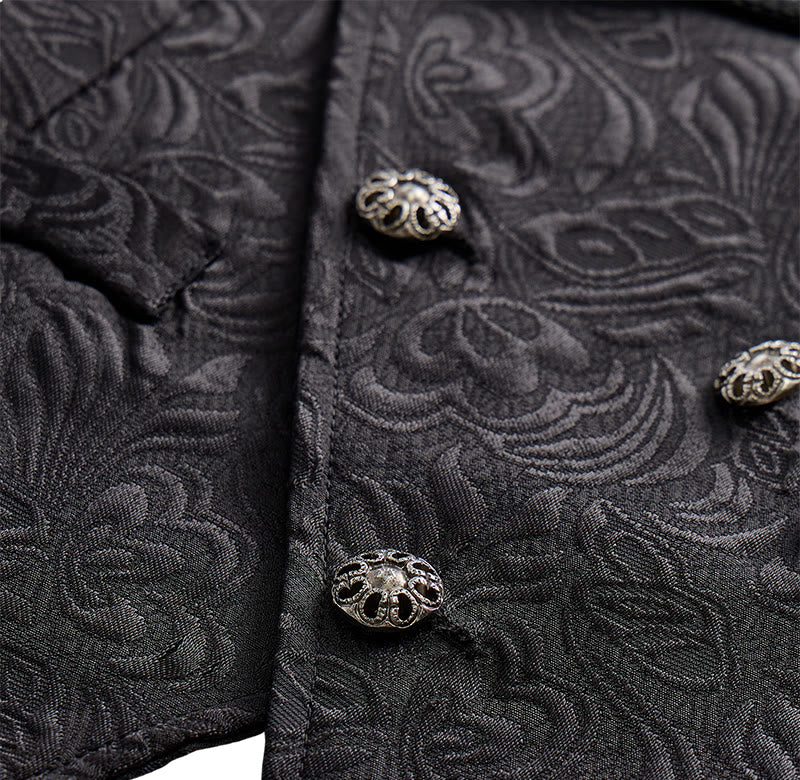 Gilet da smoking doppiopetto da uomo in jacquard nero - image 5