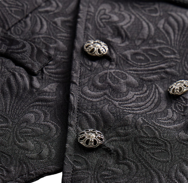 Gilet da smoking doppiopetto da uomo in jacquard nero - image 5