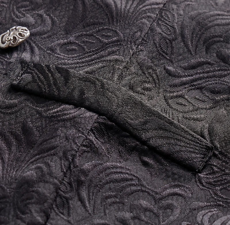 Gilet da smoking doppiopetto da uomo in jacquard nero - image 6