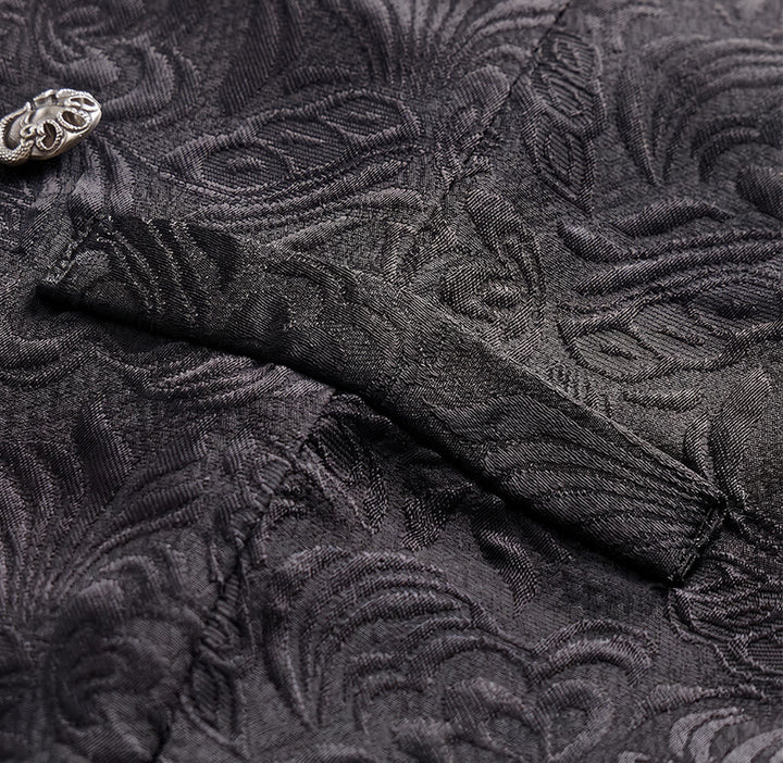 Gilet da smoking doppiopetto da uomo in jacquard nero - image 6