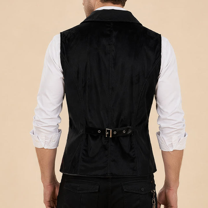 Gilet da uomo in stile steampunk vittoriano, nero e bordeaux. - image 2