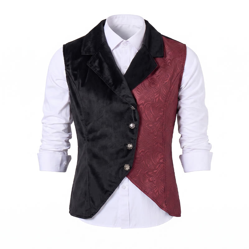 Gilet da uomo in stile steampunk vittoriano, nero e bordeaux. - image 8