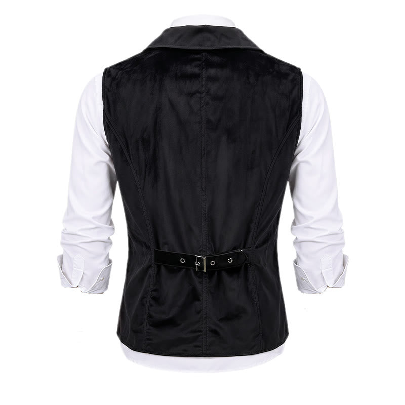 Gilet da uomo in stile steampunk vittoriano, nero e bordeaux. - image 9